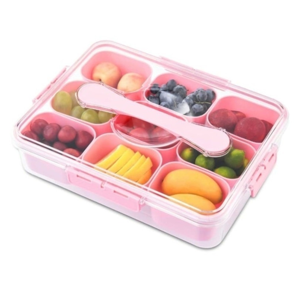 La Onirique Pink Divided Serving Tray w/ Lid & Handle Multi-Purpose Snackle Box
